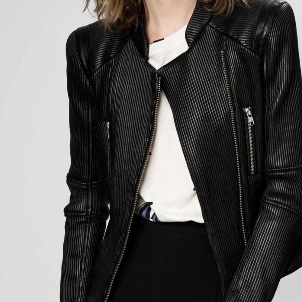 MAJE 'Knight' Leather Jacket size 36 - Picture 1 of 6
